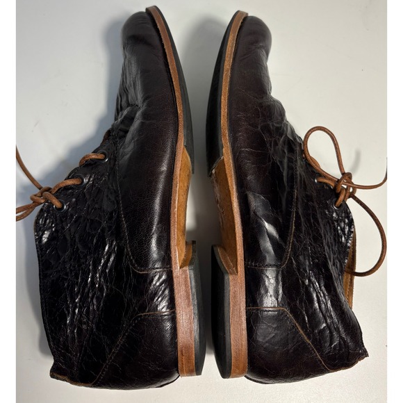 Cydwoq Brown Distressed Leather Lace Up Ankle Boots Women's Size 41.5 Handmade - Picture 6 of 11